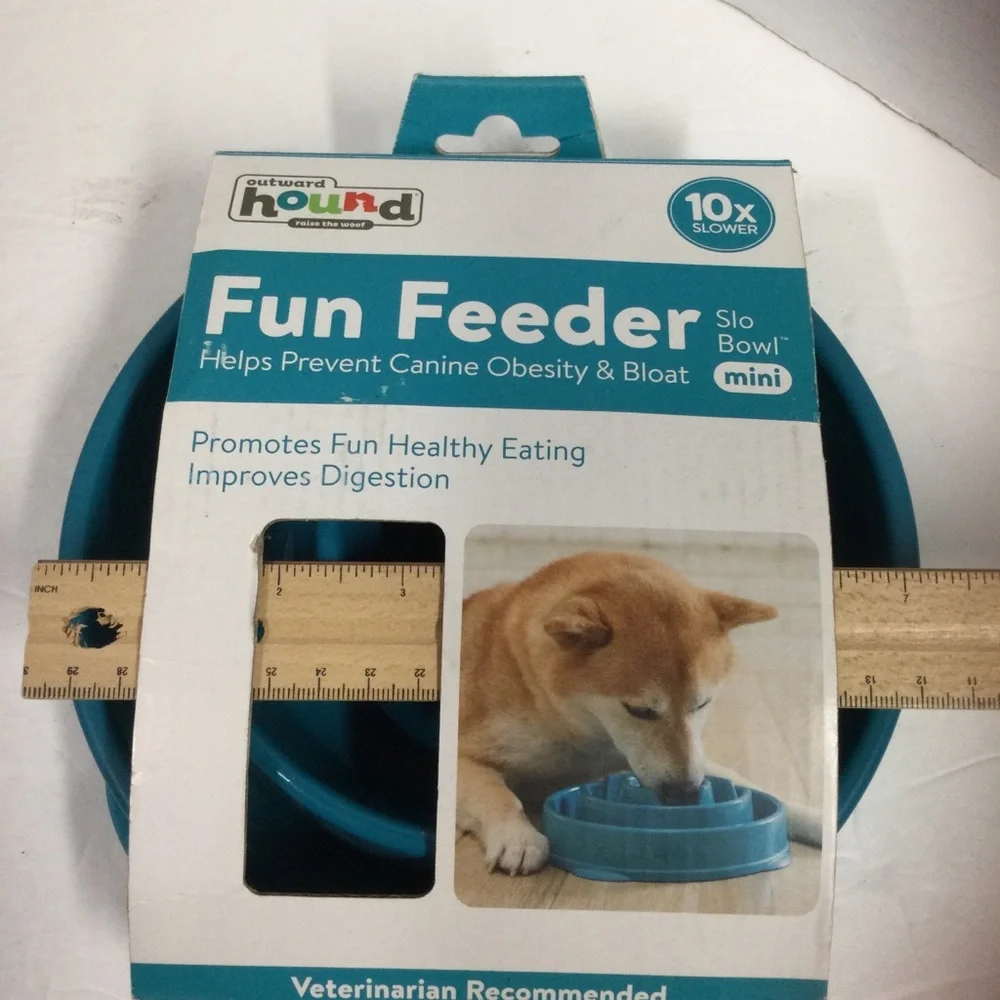 Outward Hound Fun Feeder Slo Bowl Mini For Dogs 2 Cups 10x Slower Turqoise New